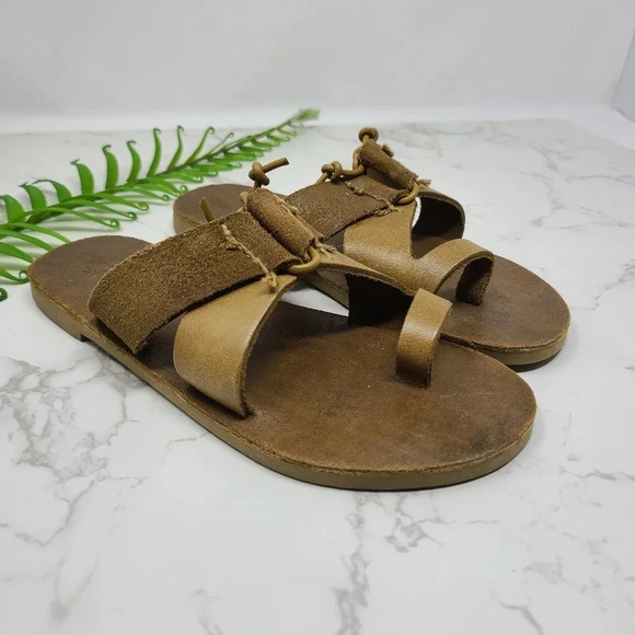 New Free People Olive Sophie Leather Slide Sandals 37 - Picture 1 of 6
